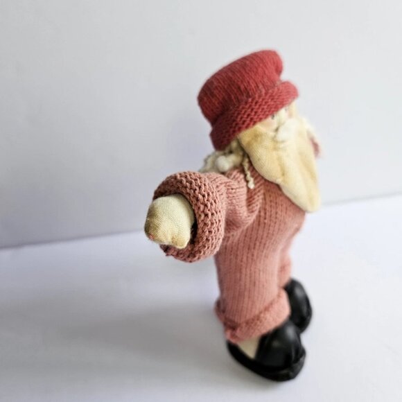 Vintage Cloth Cottagecore Santa Doll Ornament 6.5" Scandinavian Style Holiday - Picture 2 of 9